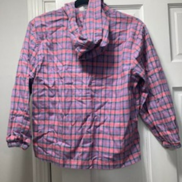 LL Bean Pink and Purple Flannel Lightweight Hoodie Size XS/Small - Picture 2 of 6
